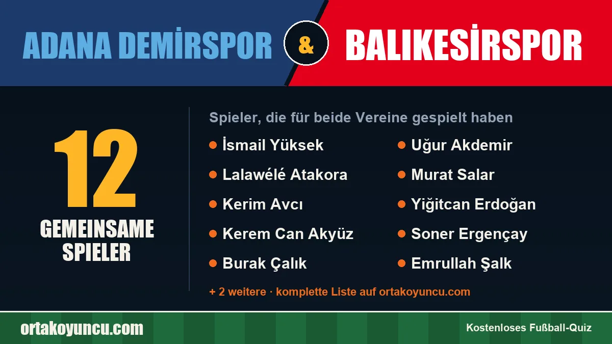 Spieler, die für Adana Demirspor und Balıkesirspor gespielt haben: 12 Spieler