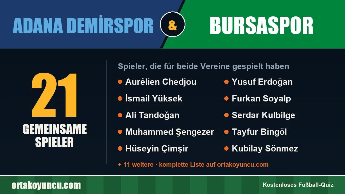 Spieler, die für Adana Demirspor und Bursaspor gespielt haben: 21 Spieler