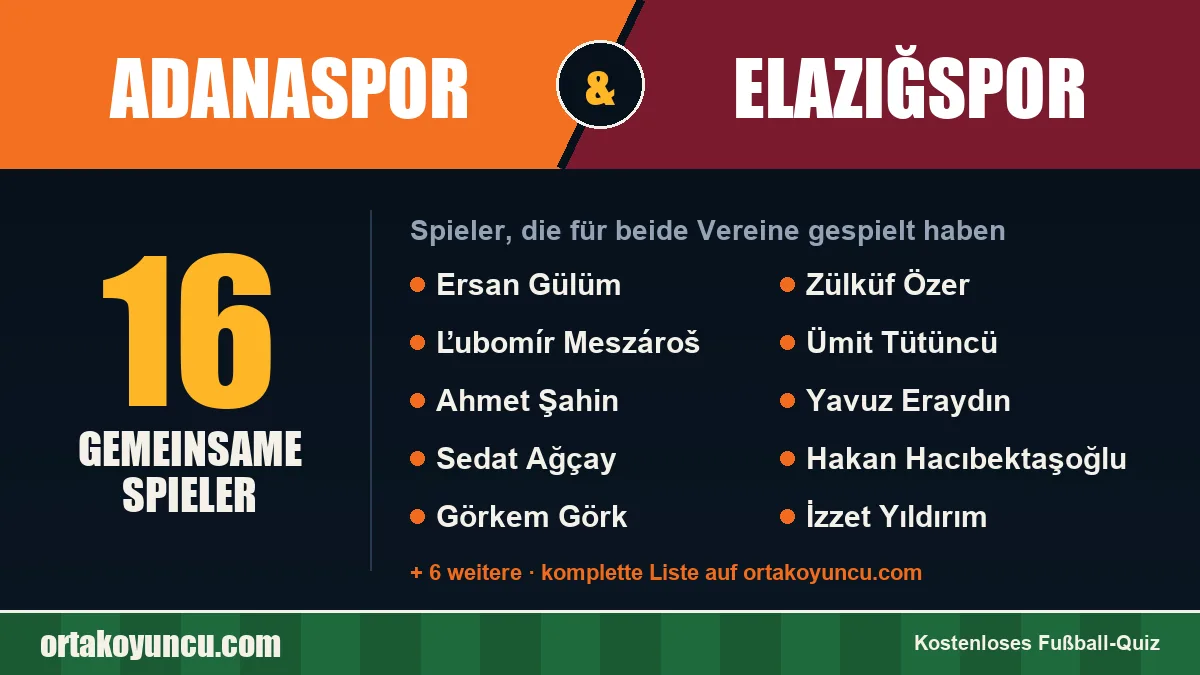 Spieler, die für Adanaspor und Elazığspor gespielt haben: 16 Spieler