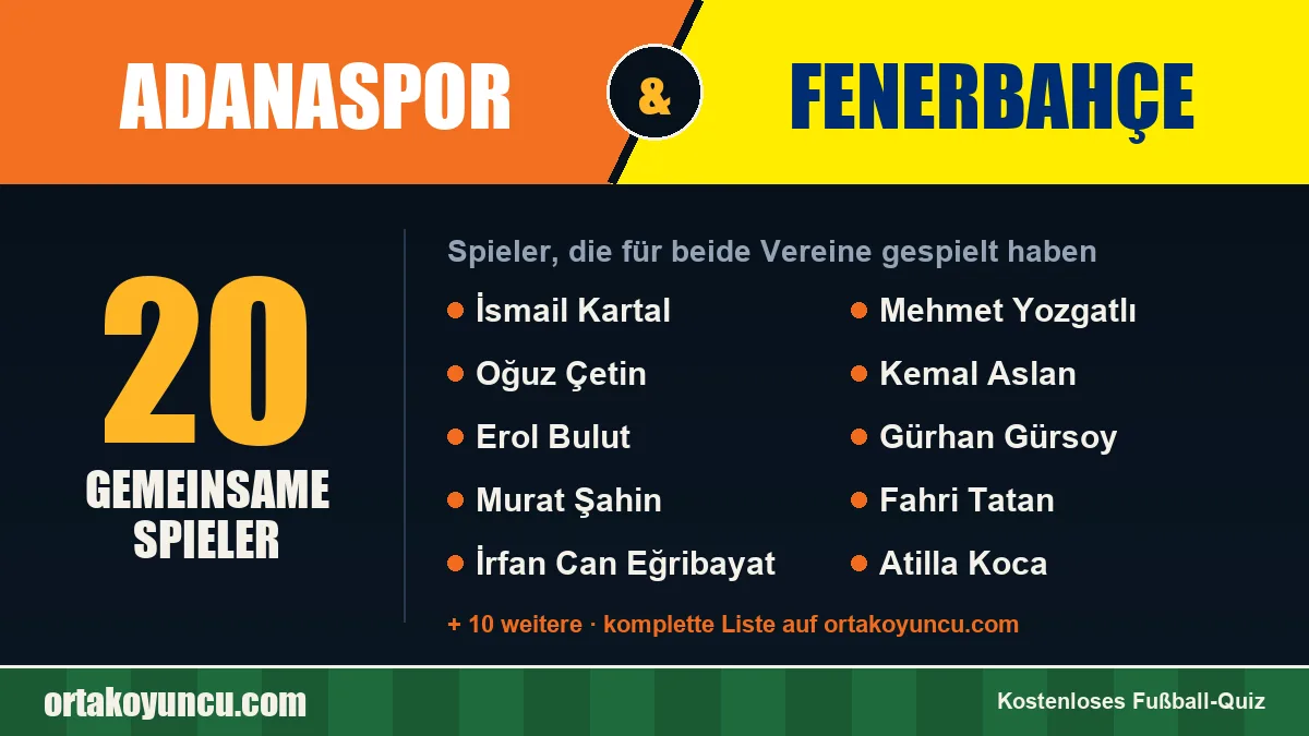 Spieler, die für Adanaspor und Fenerbahçe gespielt haben: 20 Spieler