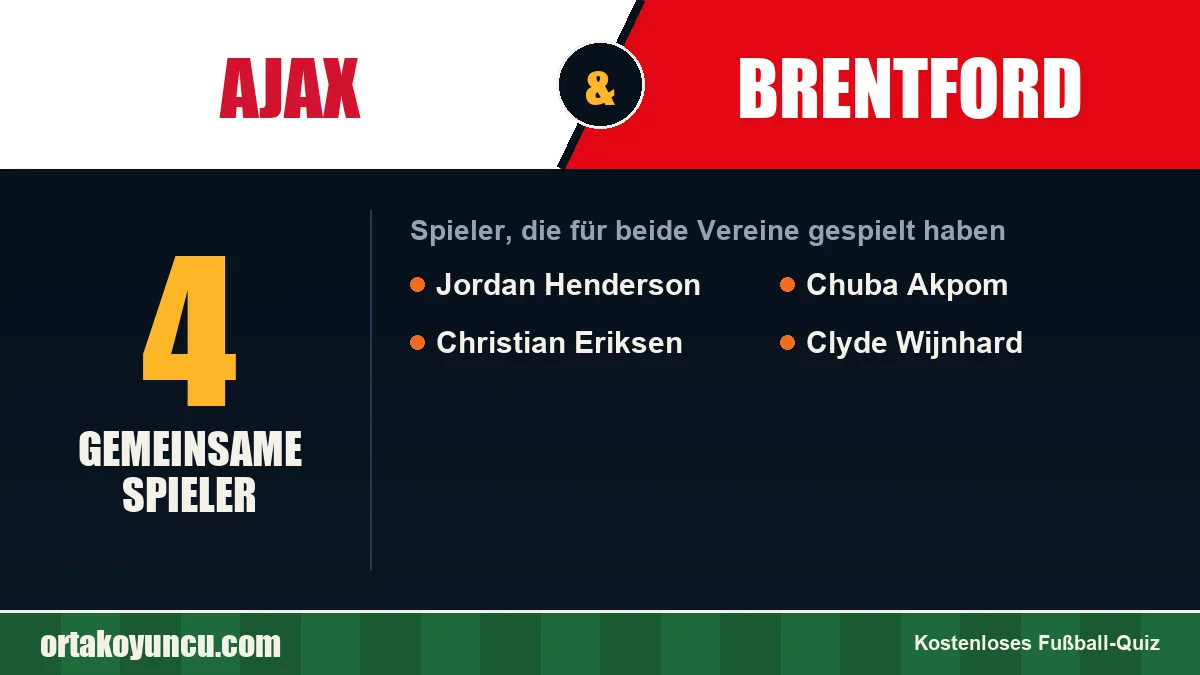 Spieler, die für Ajax und Brentford gespielt haben: 4 Spieler