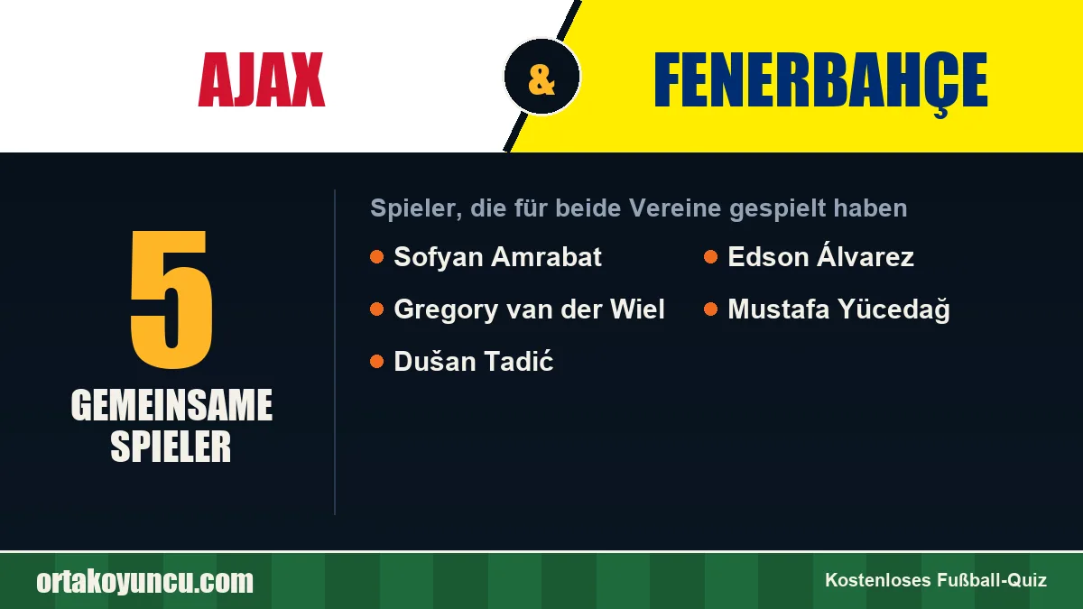 Spieler, die für Ajax und Fenerbahçe gespielt haben: 5 Spieler