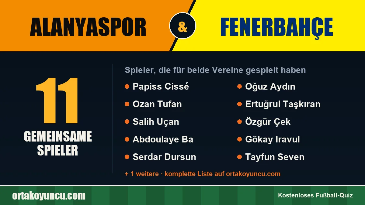 Spieler, die für Alanyaspor und Fenerbahçe gespielt haben: 11 Spieler