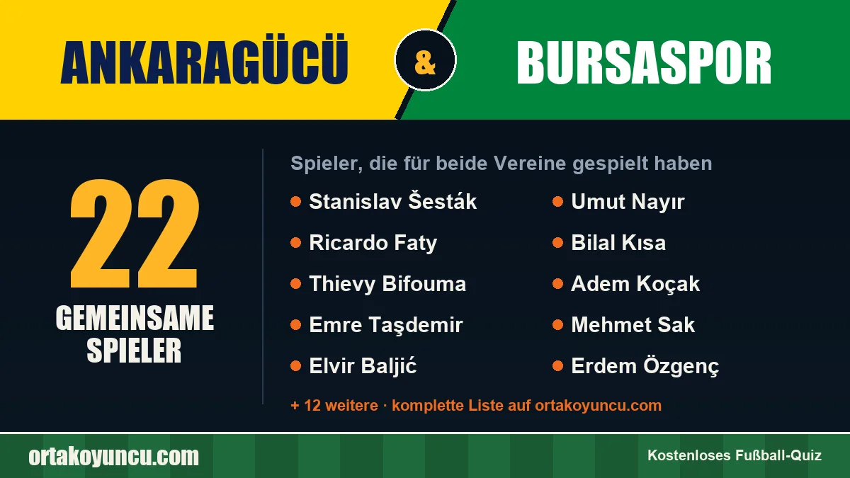 Spieler, die für Ankaragücü und Bursaspor gespielt haben: 22 Spieler