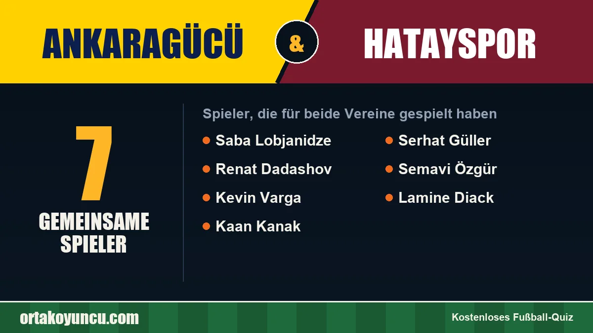 Spieler, die für Ankaragücü und Hatayspor gespielt haben: 7 Spieler
