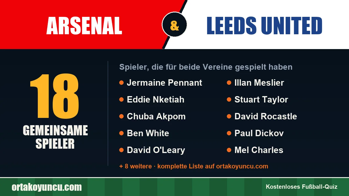 Spieler, die für Arsenal und Leeds United gespielt haben: 18 Spieler
