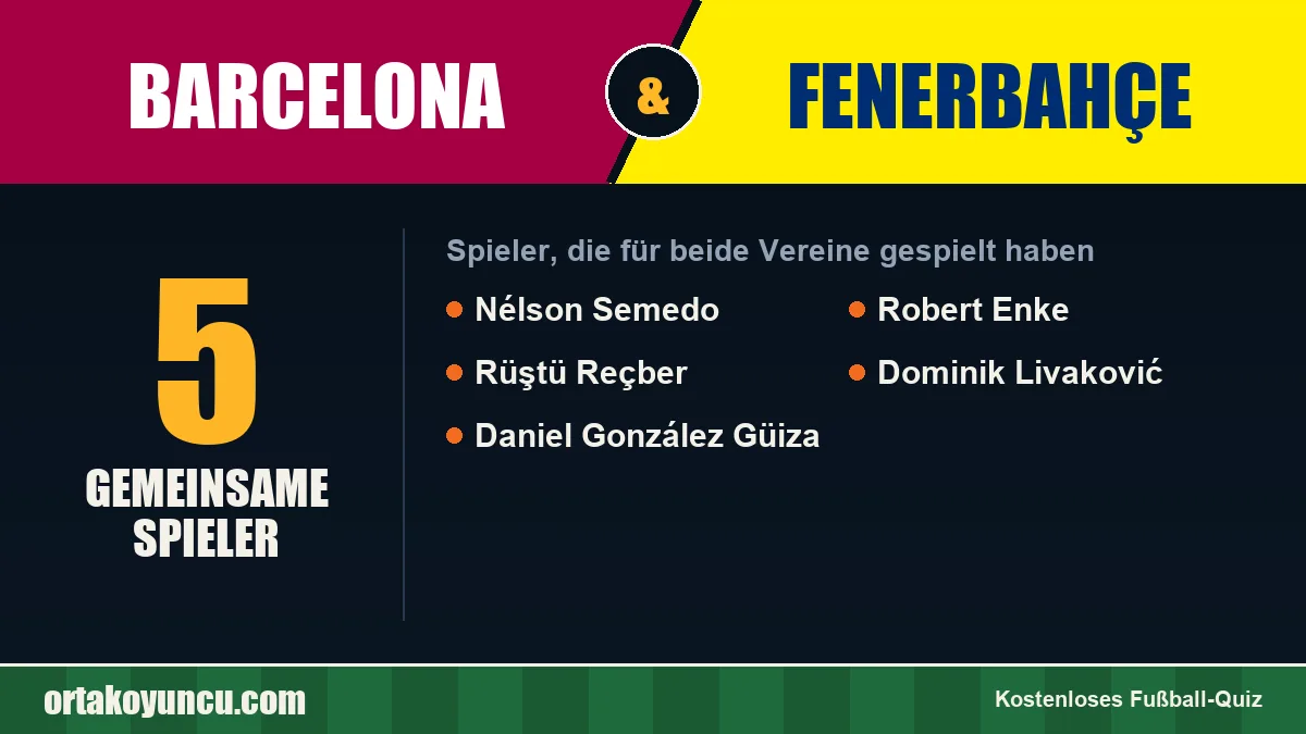Spieler, die für Barcelona und Fenerbahçe gespielt haben: 5 Spieler