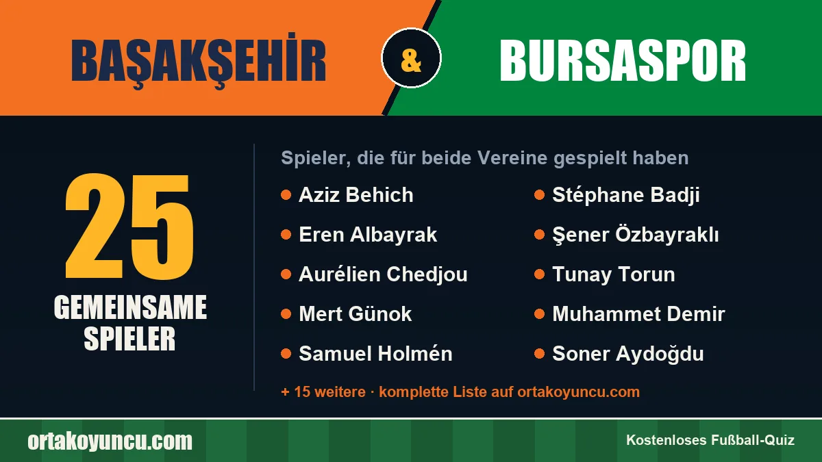 Spieler, die für Başakşehir und Bursaspor gespielt haben: 25 Spieler