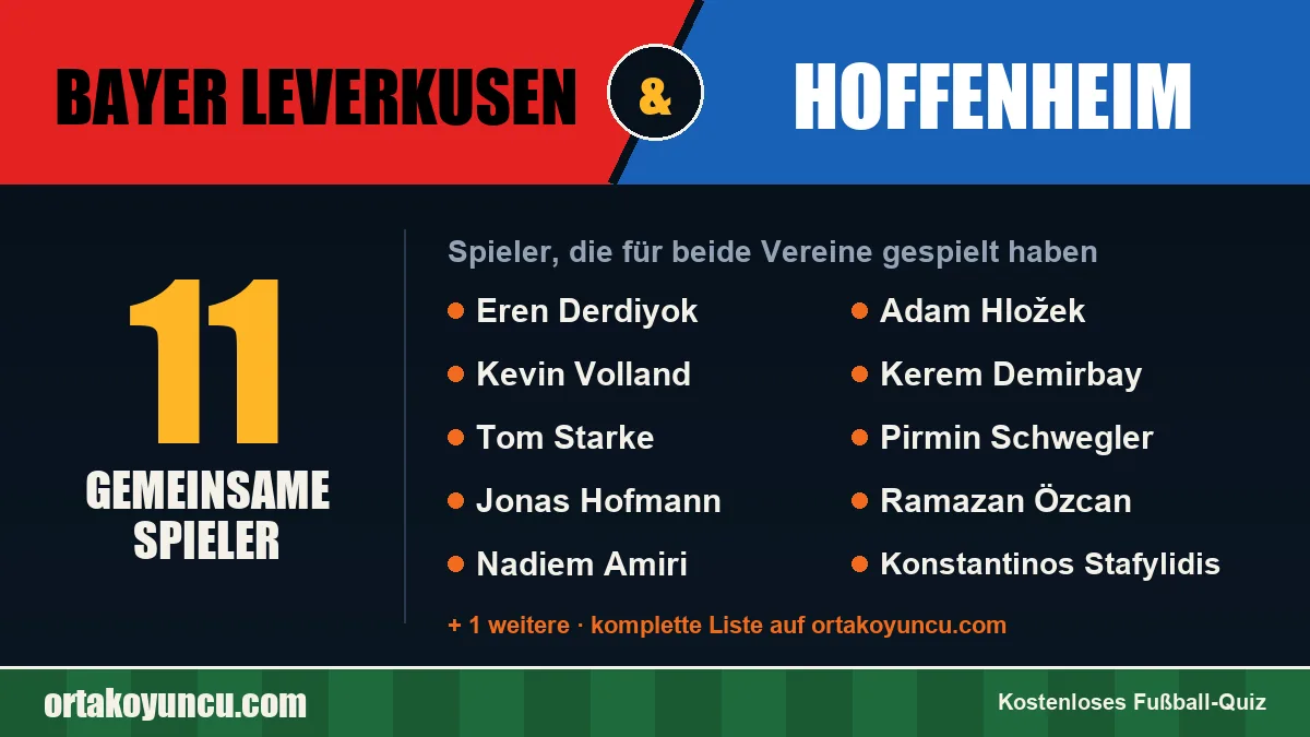 Spieler, die für Bayer Leverkusen und Hoffenheim gespielt haben: 11 Spieler