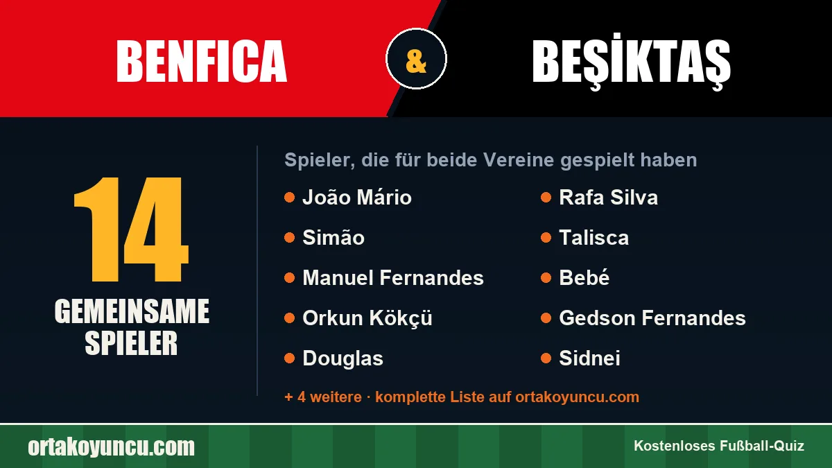 Spieler, die für Benfica und Beşiktaş gespielt haben: 14 Spieler