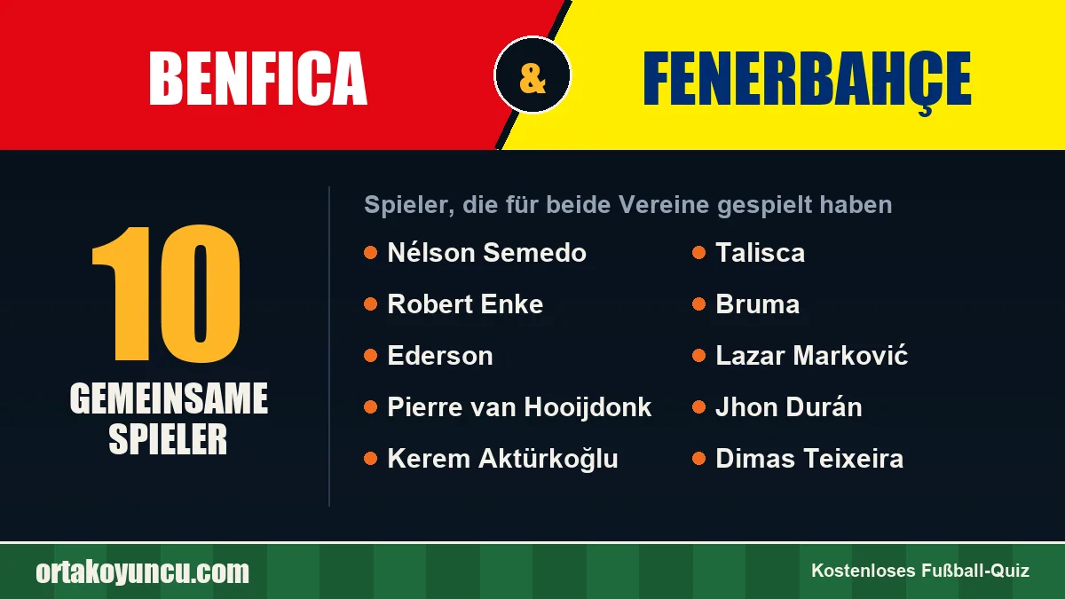 Spieler, die für Benfica und Fenerbahçe gespielt haben: 10 Spieler