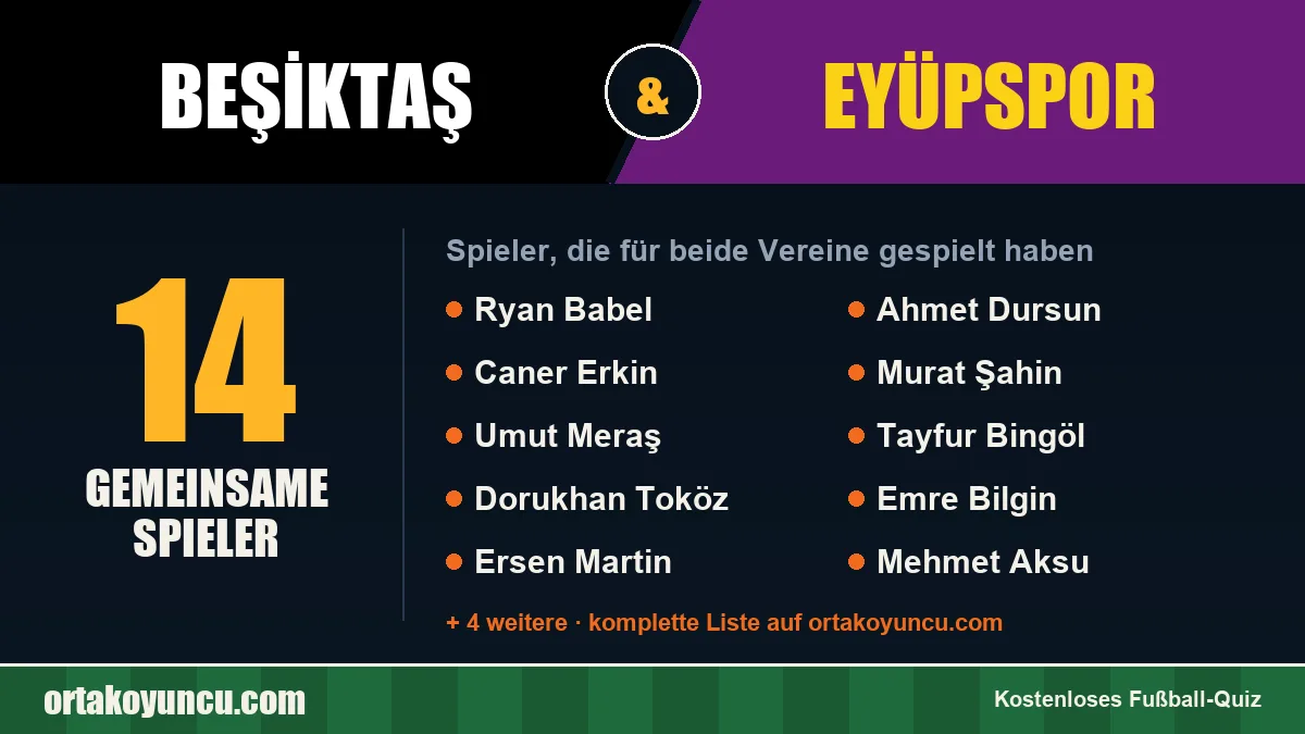 Spieler, die für Beşiktaş und Eyüpspor gespielt haben: 14 Spieler