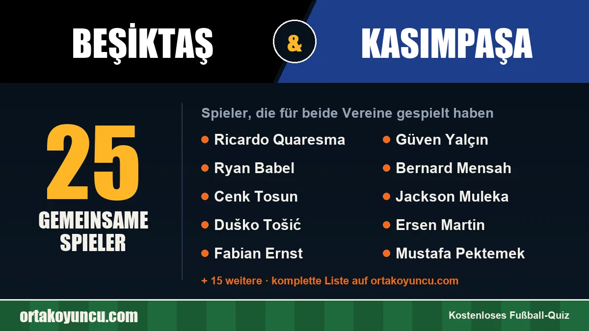 Spieler, die für Beşiktaş und Kasımpaşa gespielt haben: 25 Spieler