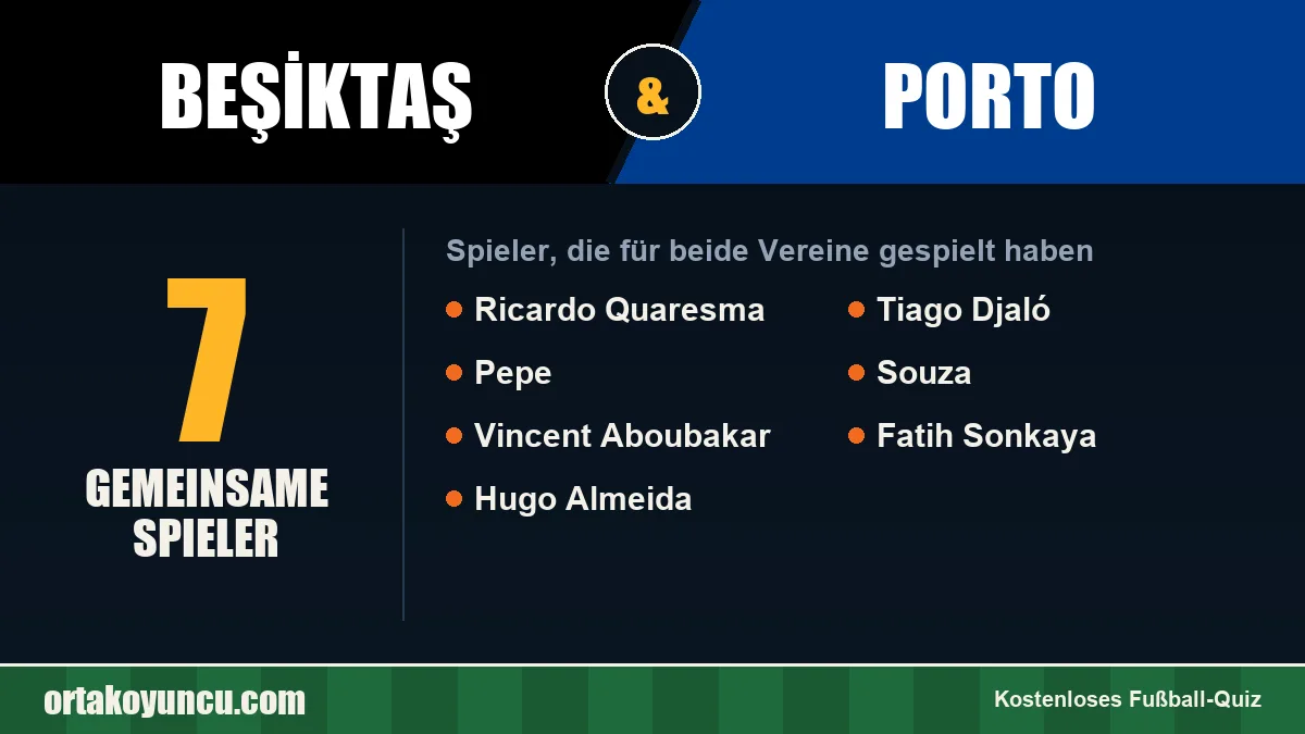 Spieler, die für Beşiktaş und Porto gespielt haben: 7 Spieler