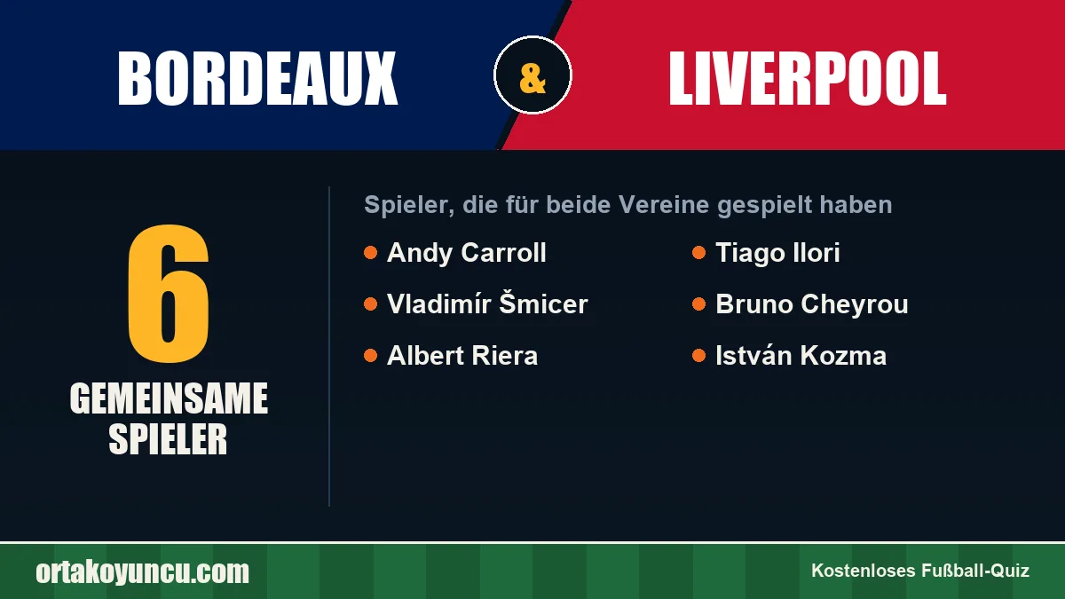 Spieler, die für Bordeaux und Liverpool gespielt haben: 6 Spieler