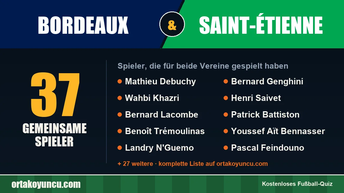Spieler, die für Bordeaux und Saint-Étienne gespielt haben: 37 Spieler
