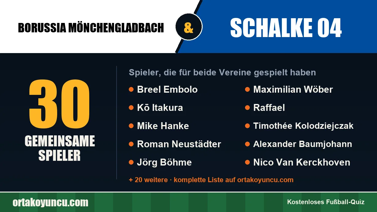 Spieler, die für Borussia Mönchengladbach und Schalke 04 gespielt haben: 30 Spieler