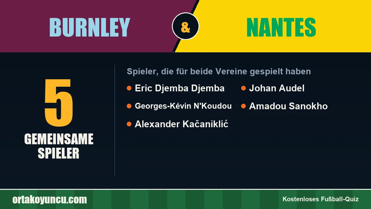 Spieler, die für Burnley und Nantes gespielt haben: 5 Spieler