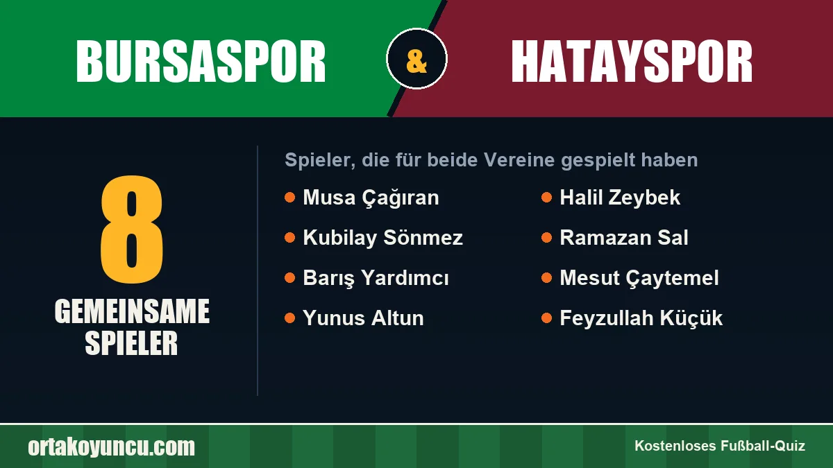 Spieler, die für Bursaspor und Hatayspor gespielt haben: 8 Spieler
