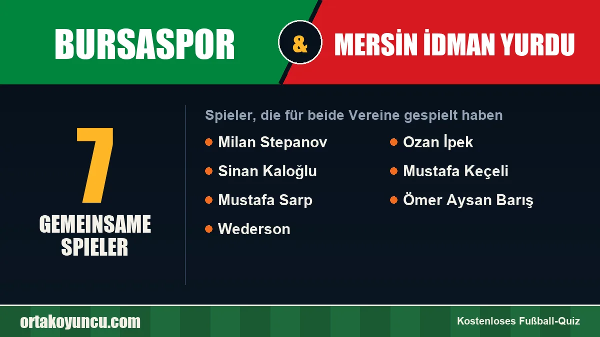 Spieler, die für Bursaspor und Mersin İdman Yurdu gespielt haben: 7 Spieler