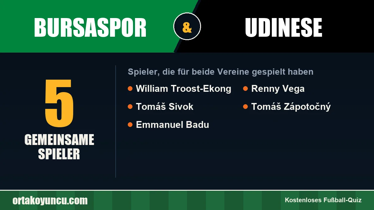 Spieler, die für Bursaspor und Udinese gespielt haben: 5 Spieler