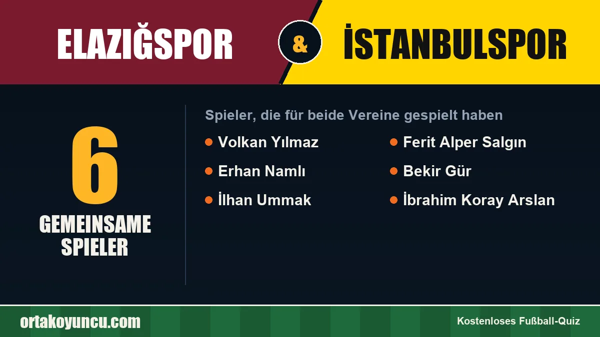 Spieler, die für Elazığspor und İstanbulspor gespielt haben: 6 Spieler