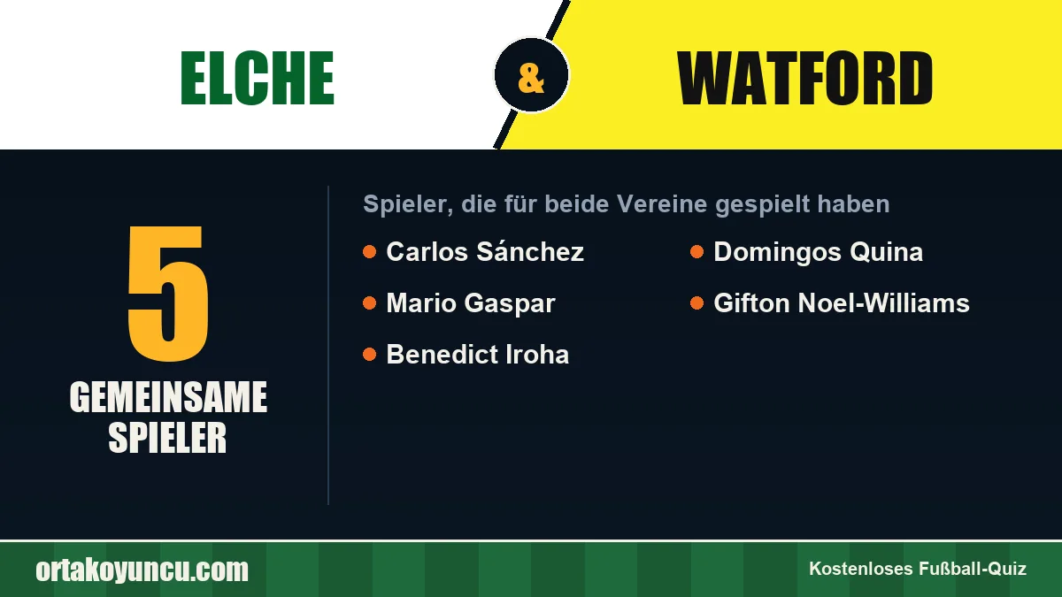 Spieler, die für Elche und Watford gespielt haben: 5 Spieler