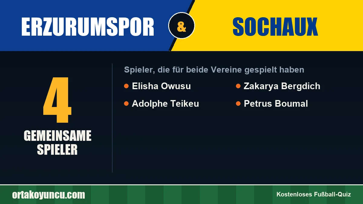 Spieler, die für Erzurumspor und Sochaux gespielt haben: 4 Spieler
