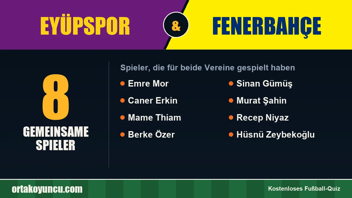 Spieler, die für Eyüpspor und Fenerbahçe gespielt haben: 8 Spieler
