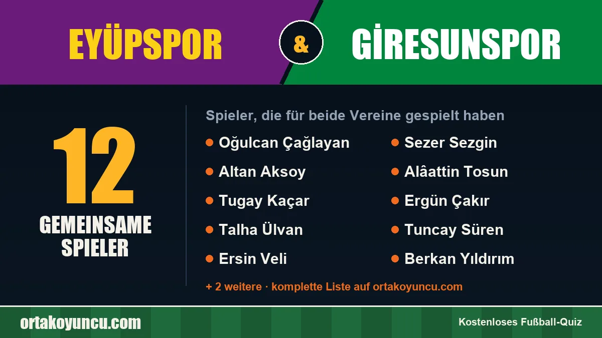Spieler, die für Eyüpspor und Giresunspor gespielt haben: 12 Spieler