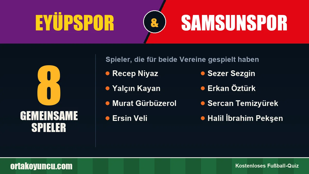 Spieler, die für Eyüpspor und Samsunspor gespielt haben: 8 Spieler