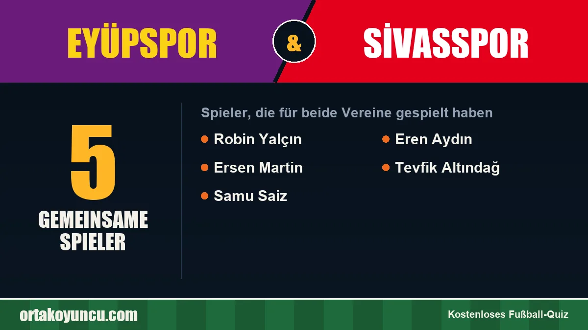 Spieler, die für Eyüpspor und Sivasspor gespielt haben: 5 Spieler
