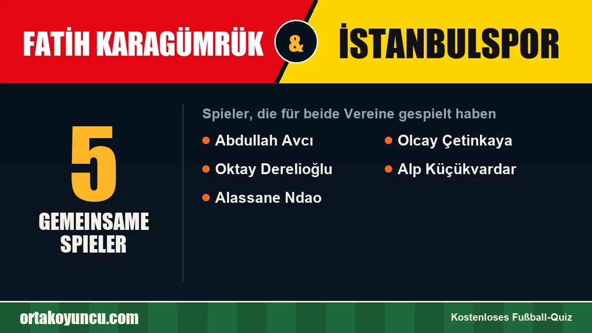 Spieler, die für Fatih Karagümrük und İstanbulspor gespielt haben: 5 Spieler