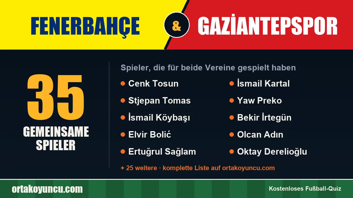 Spieler, die für Fenerbahçe und Gaziantepspor gespielt haben: 35 Spieler