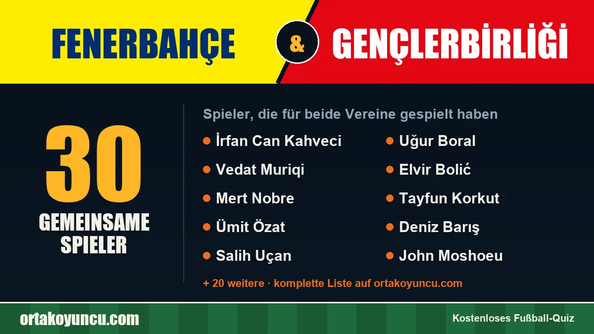 Spieler, die für Fenerbahçe und Gençlerbirliği gespielt haben: 30 Spieler