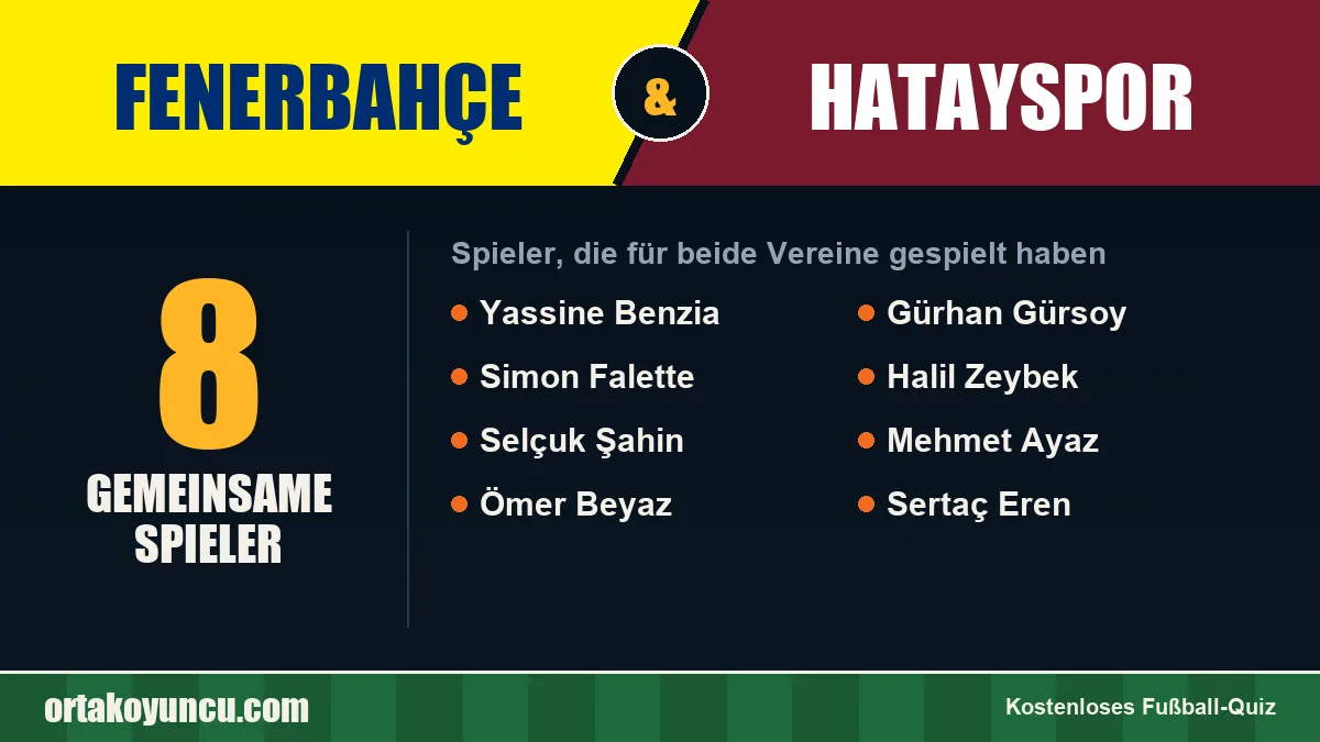 Spieler, die für Fenerbahçe und Hatayspor gespielt haben: 8 Spieler