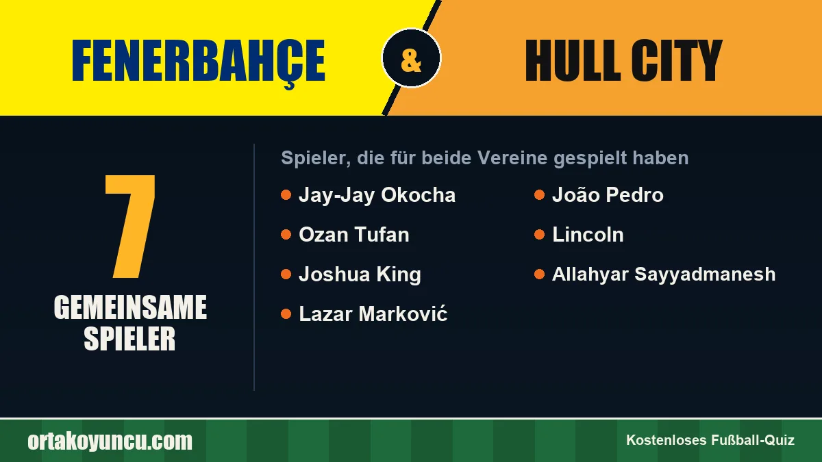 Spieler, die für Fenerbahçe und Hull City gespielt haben: 7 Spieler