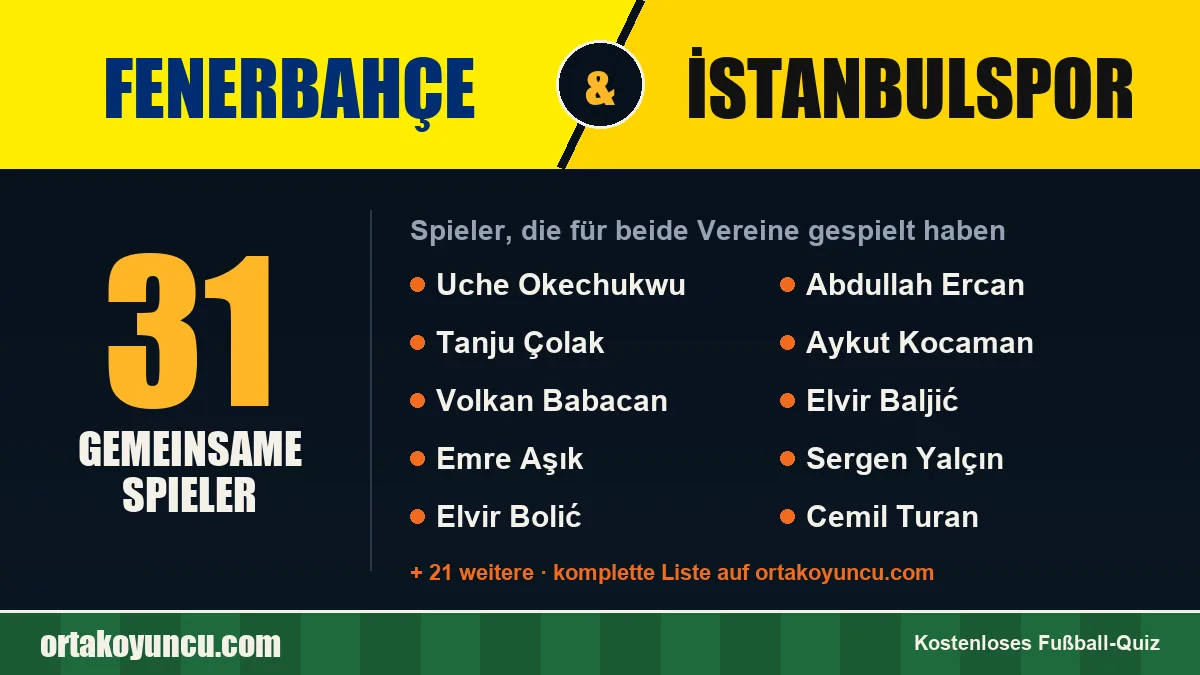 Spieler, die für Fenerbahçe und İstanbulspor gespielt haben: 31 Spieler