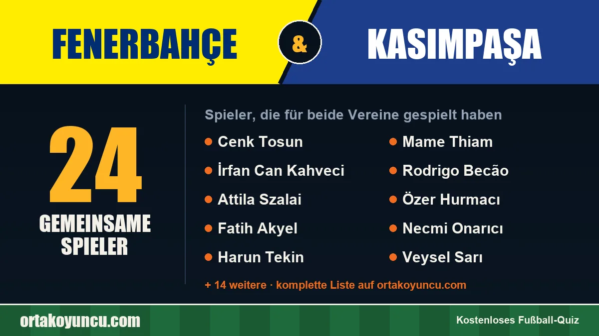 Spieler, die für Fenerbahçe und Kasımpaşa gespielt haben: 24 Spieler