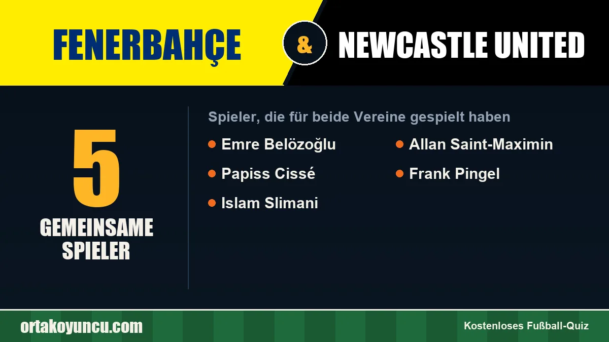 Spieler, die für Fenerbahçe und Newcastle United gespielt haben: 5 Spieler