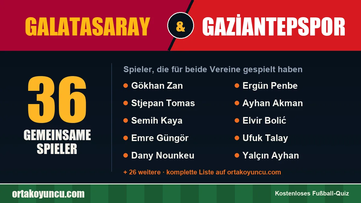 Spieler, die für Galatasaray und Gaziantepspor gespielt haben: 36 Spieler