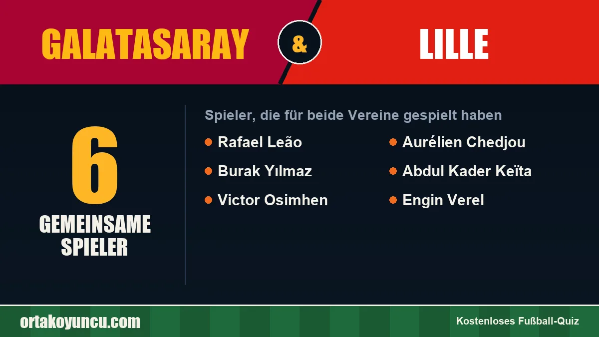 Spieler, die für Galatasaray und Lille gespielt haben: 6 Spieler