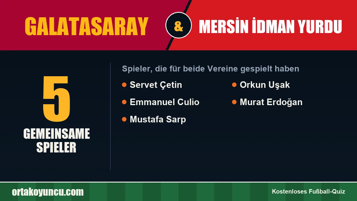 Spieler, die für Galatasaray und Mersin İdman Yurdu gespielt haben: 5 Spieler