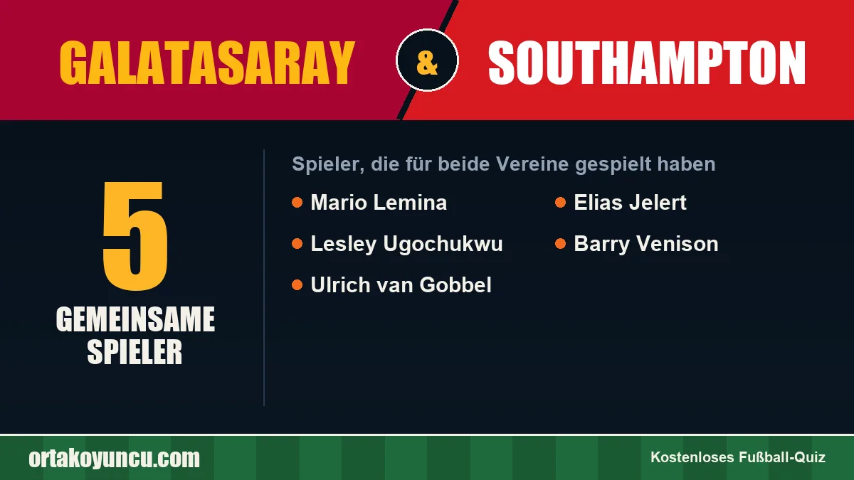 Spieler, die für Galatasaray und Southampton gespielt haben: 5 Spieler