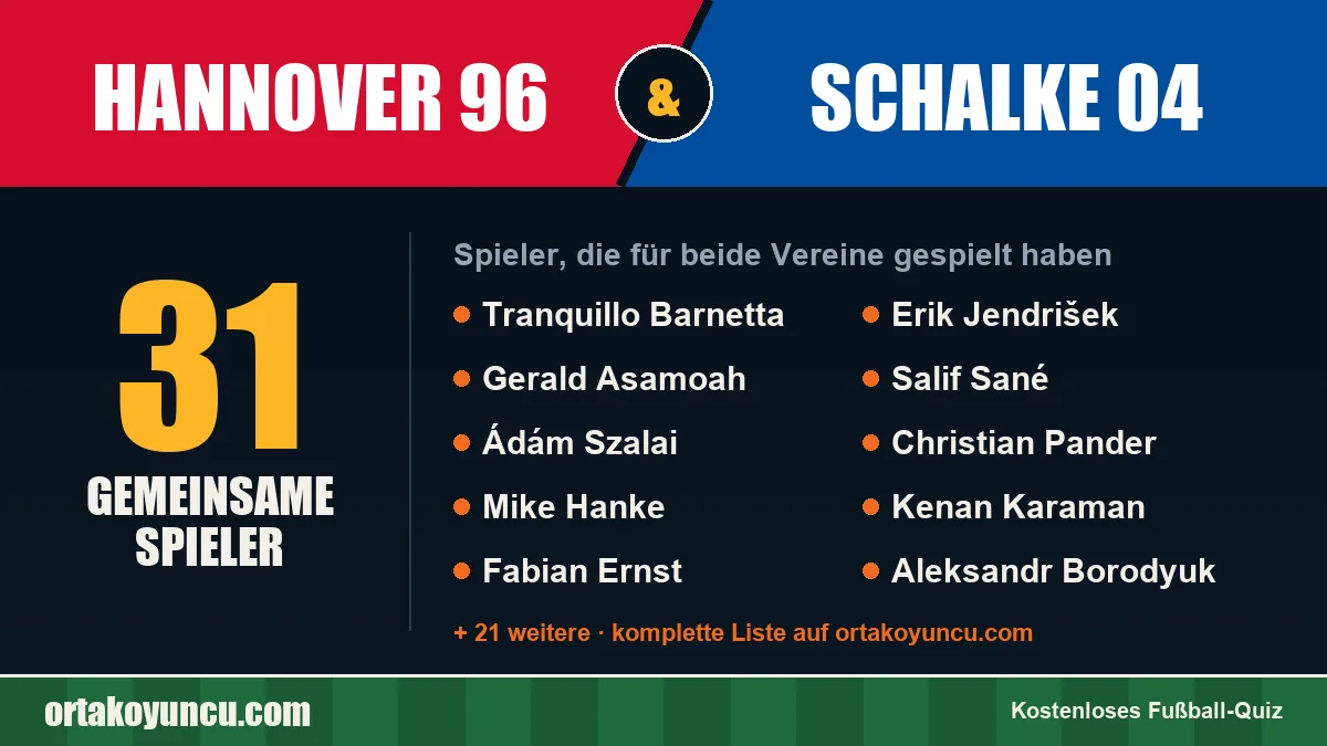 Spieler, die für Hannover 96 und Schalke 04 gespielt haben: 31 Spieler
