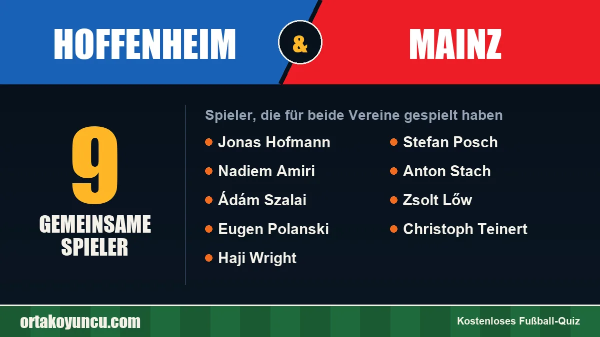 Spieler, die für Hoffenheim und Mainz gespielt haben: 9 Spieler