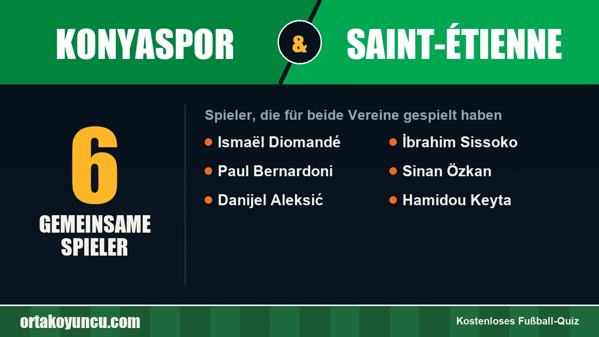 Spieler, die für Konyaspor und Saint-Étienne gespielt haben: 6 Spieler