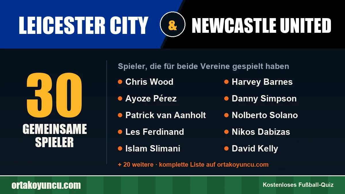 Spieler, die für Leicester City und Newcastle United gespielt haben: 30 Spieler