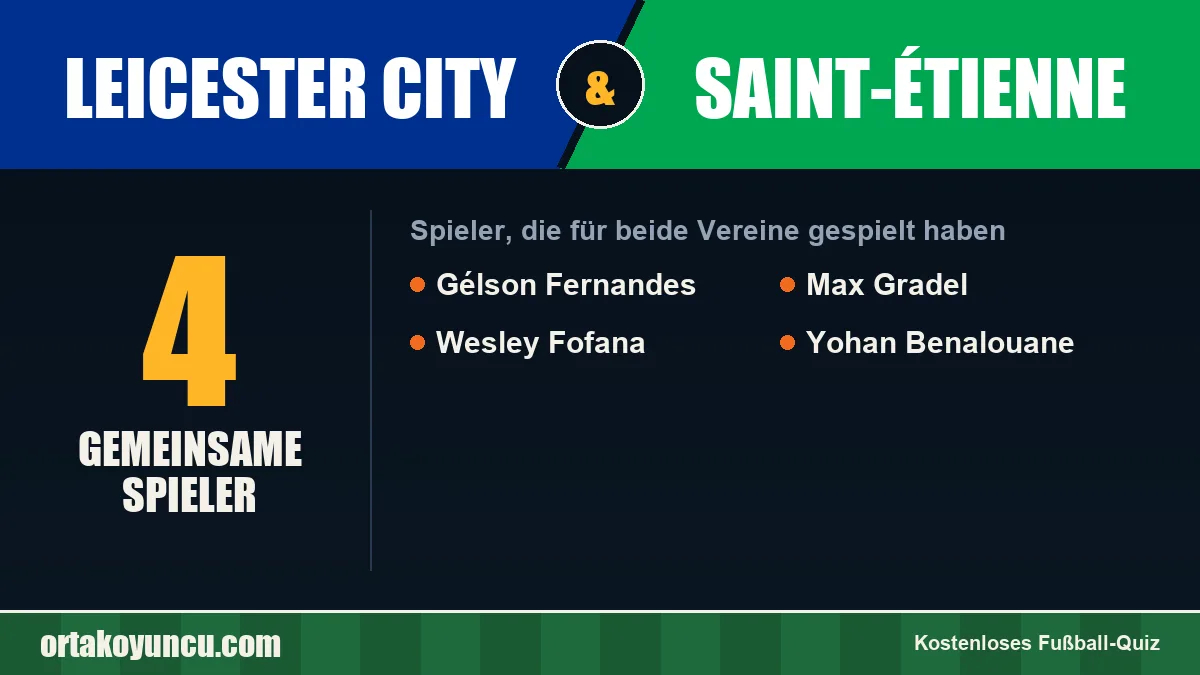 Spieler, die für Leicester City und Saint-Étienne gespielt haben: 4 Spieler