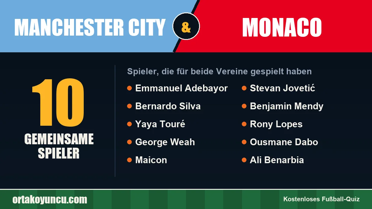 Spieler, die für Manchester City und Monaco gespielt haben: 10 Spieler